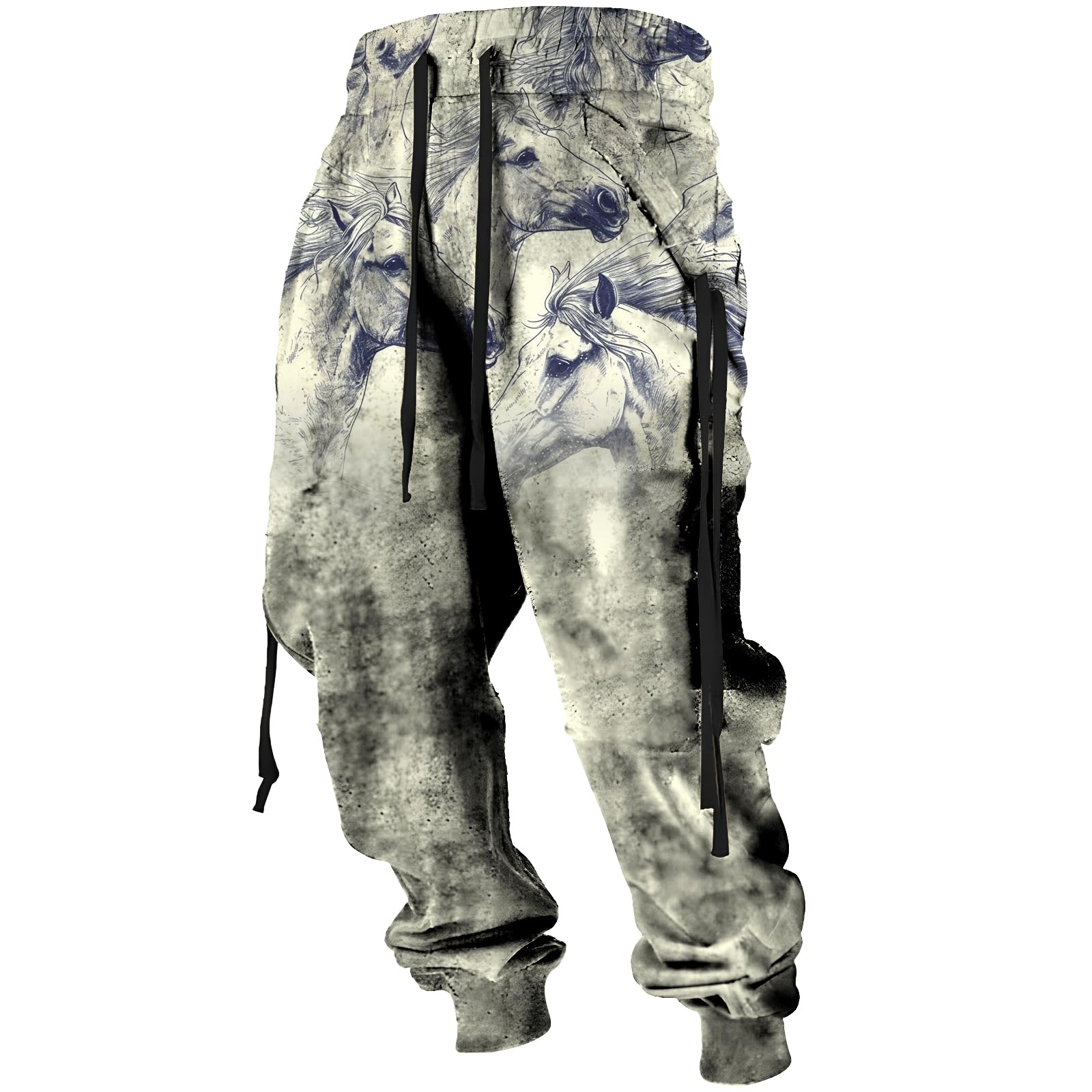 Mens Sweatpants Graphic Vintage Elastic Bottom Drawstring with Pockets Slim Fit Casual Joggers Tapered Pants