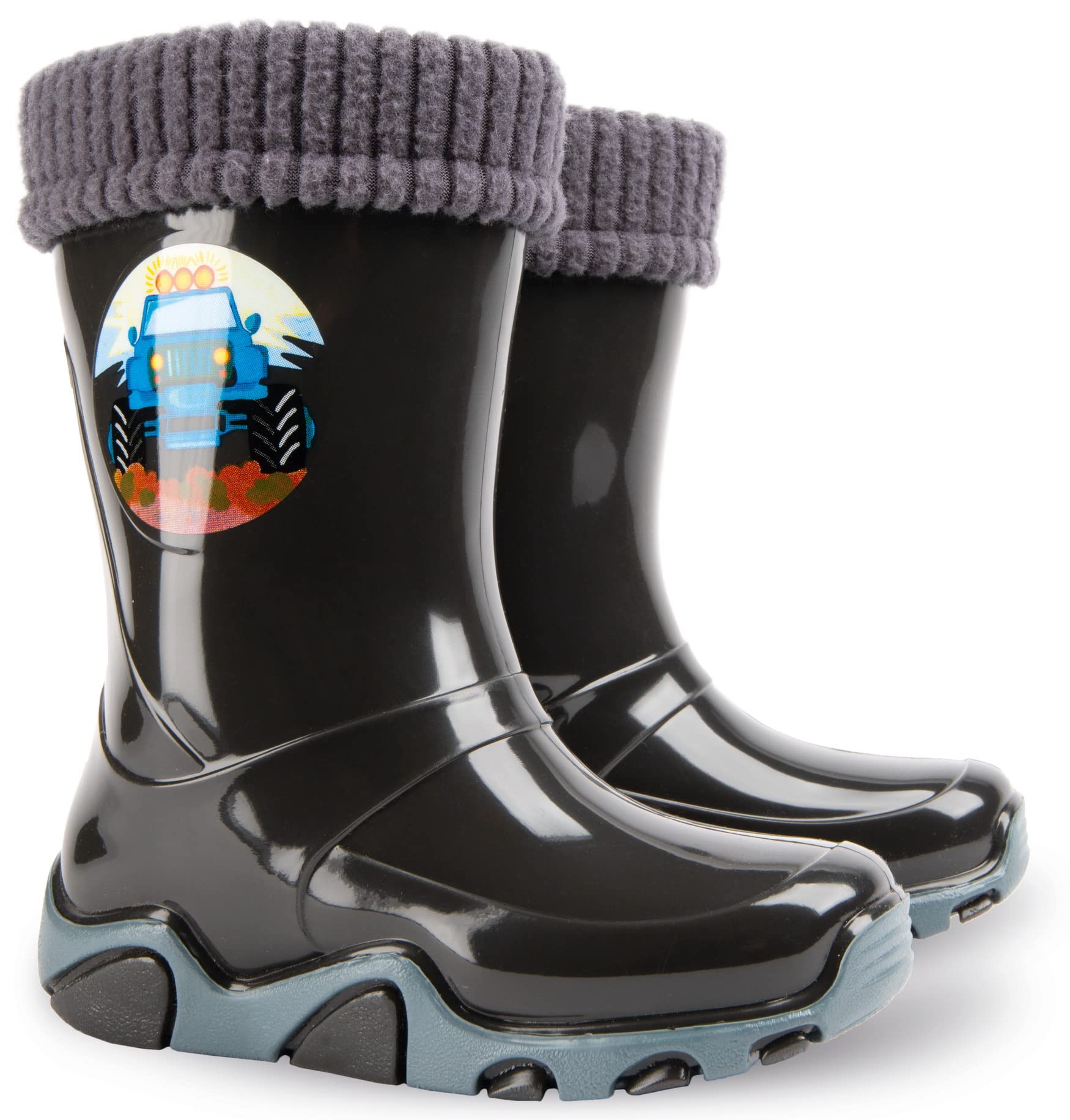 Demar Toddlers Kids Boys Girls 2-10yrs Wellies Rain Boots Children Wellington Warm Lined