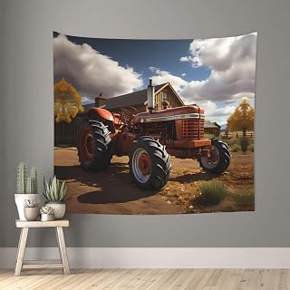 BLWSLC Red Tractor Graphic Decorative Wall Hanging - 60x51 Inch Indoor Dorm Bedroom Wall Decor Gift