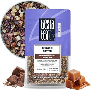 Tiesta Tea - Brownie Batter, Loose Leaf, Chocolate Caramel Herbal Tea, Non-Caffeinated Herbal Drink, Makes Hot or Iced Up to 20-25 Cups, 3oz Resealable Pouch