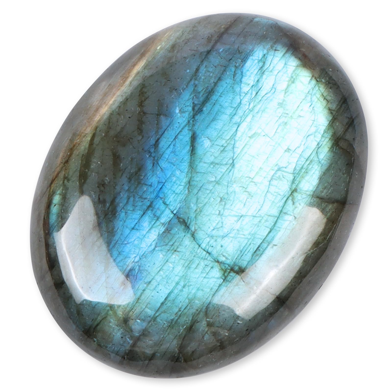 LEADGEM Labradorite Palm Stone, 1.8" Pocket Oval Thumb Worry Stone Polished Chakra Healing Crystals Reiki for Anxiety Stress Relief Therapy, Meditation