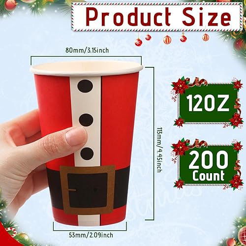 Miniatura 2 de Nuenen 200 tazas de café de Navidad desechables de papel para bebidas navideñas para café, jugo de chocolate, bebidas frías calientes, picnic,