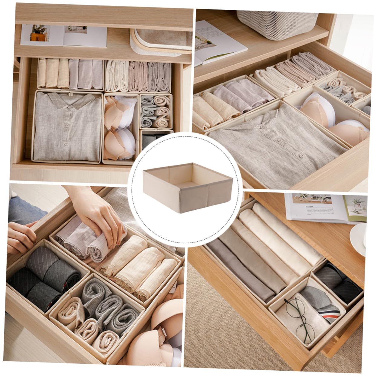 Gatuida 3 Stück Faltbare Stoff Aufbewahrungsbox Unterwäsche Organizer Waschbar Für Schubladen Bh Socken Schrank Ordnungssystem