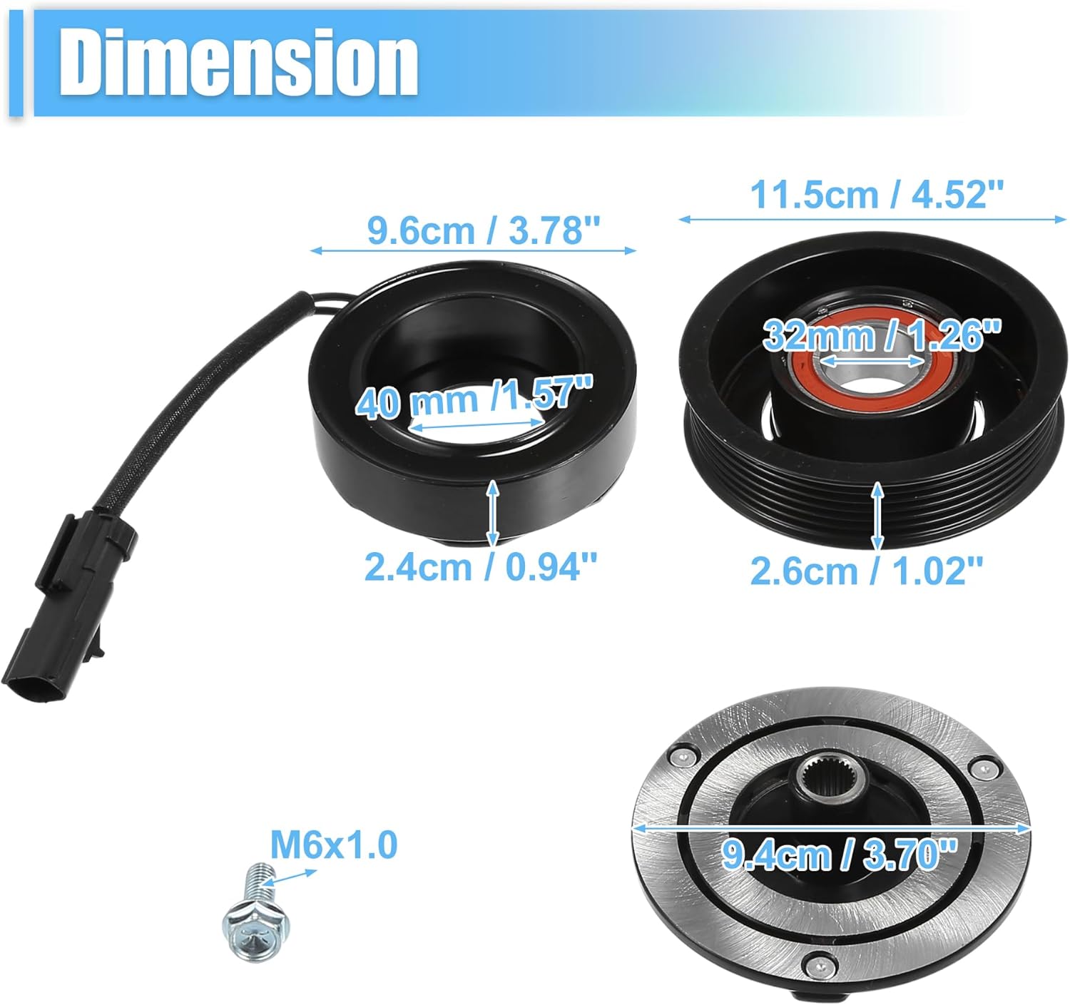 X AUTOHAUX 1 Set AC Compressor Clutch Replacement for Dodge Grand Caravan 6 Cyl 3.3L 3.8L 2008-2010