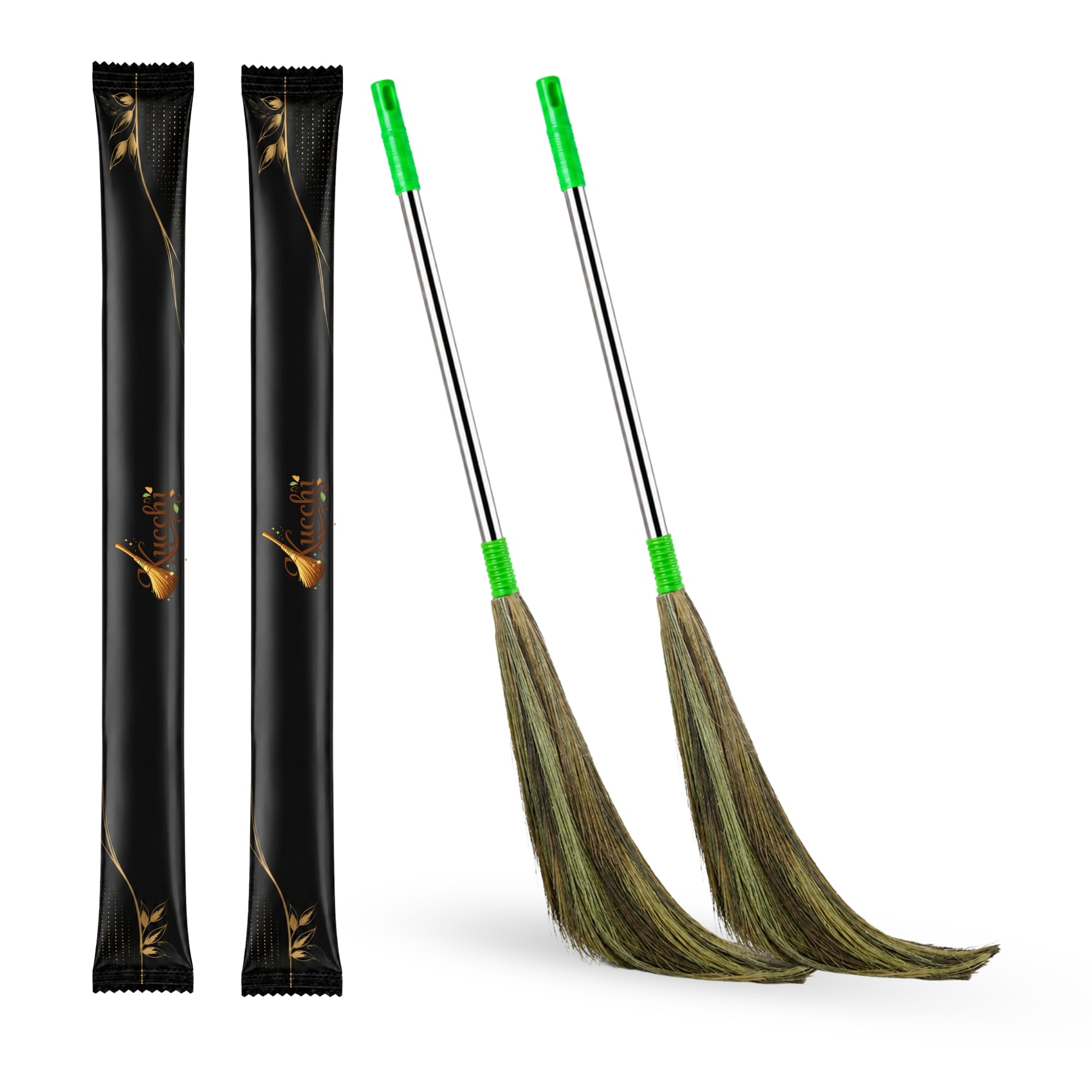 Natural Grass Broom (Steel Phool Jhadu) 40 -Inch Long Meghalaya Grass Broom with Steel Handle | Lightweight & Durable Jhadu | Home Cleaning, Floor, Corner & Ceiling Dust Cleaning Broom - Pack of 2-image-41