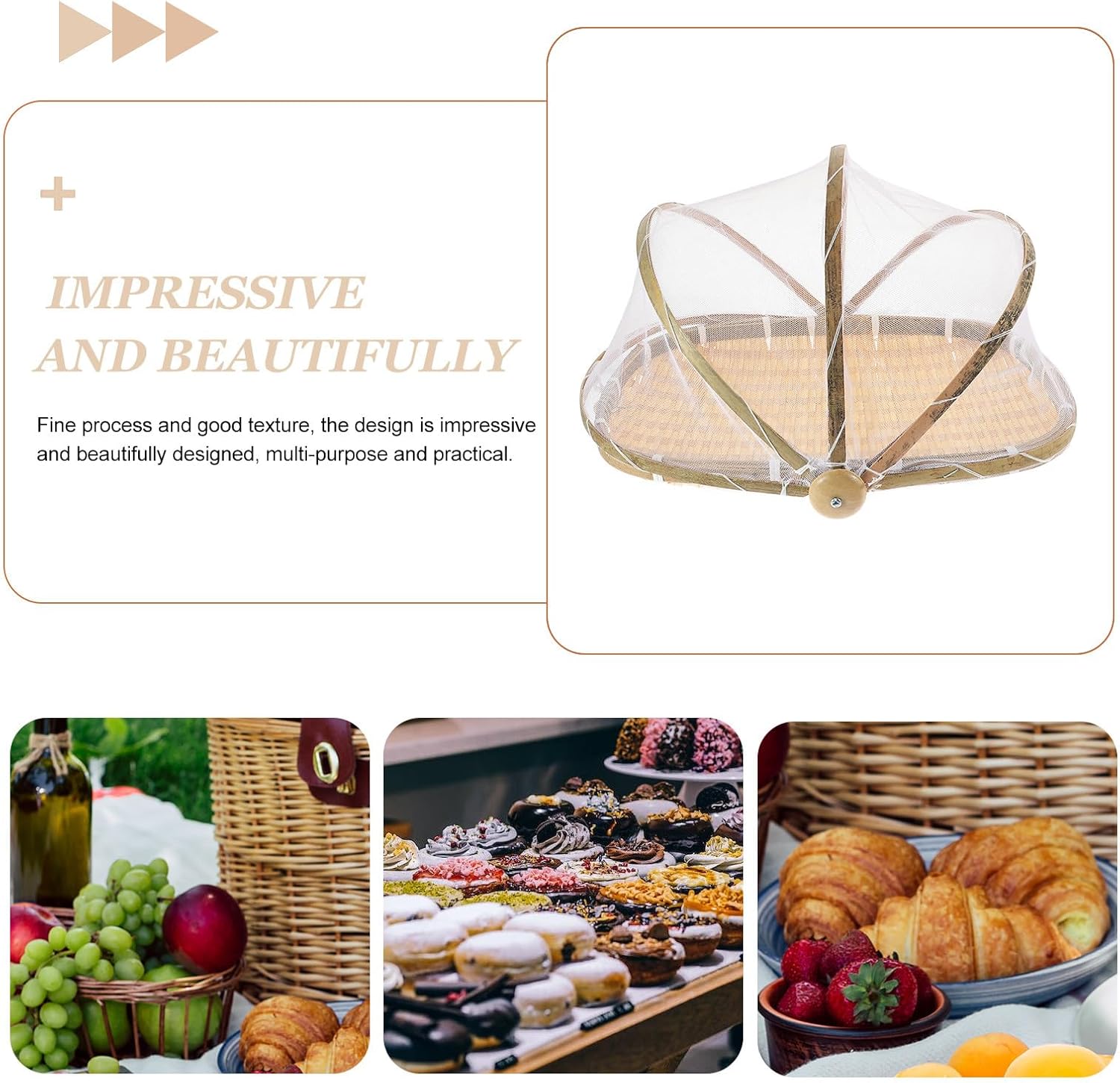 Winnowing Pan Multi-Functional Food Cover Mesh Tent for Garden Picnics Lightweight and Portable Fruit Basket for Safe Food Storage and Protection