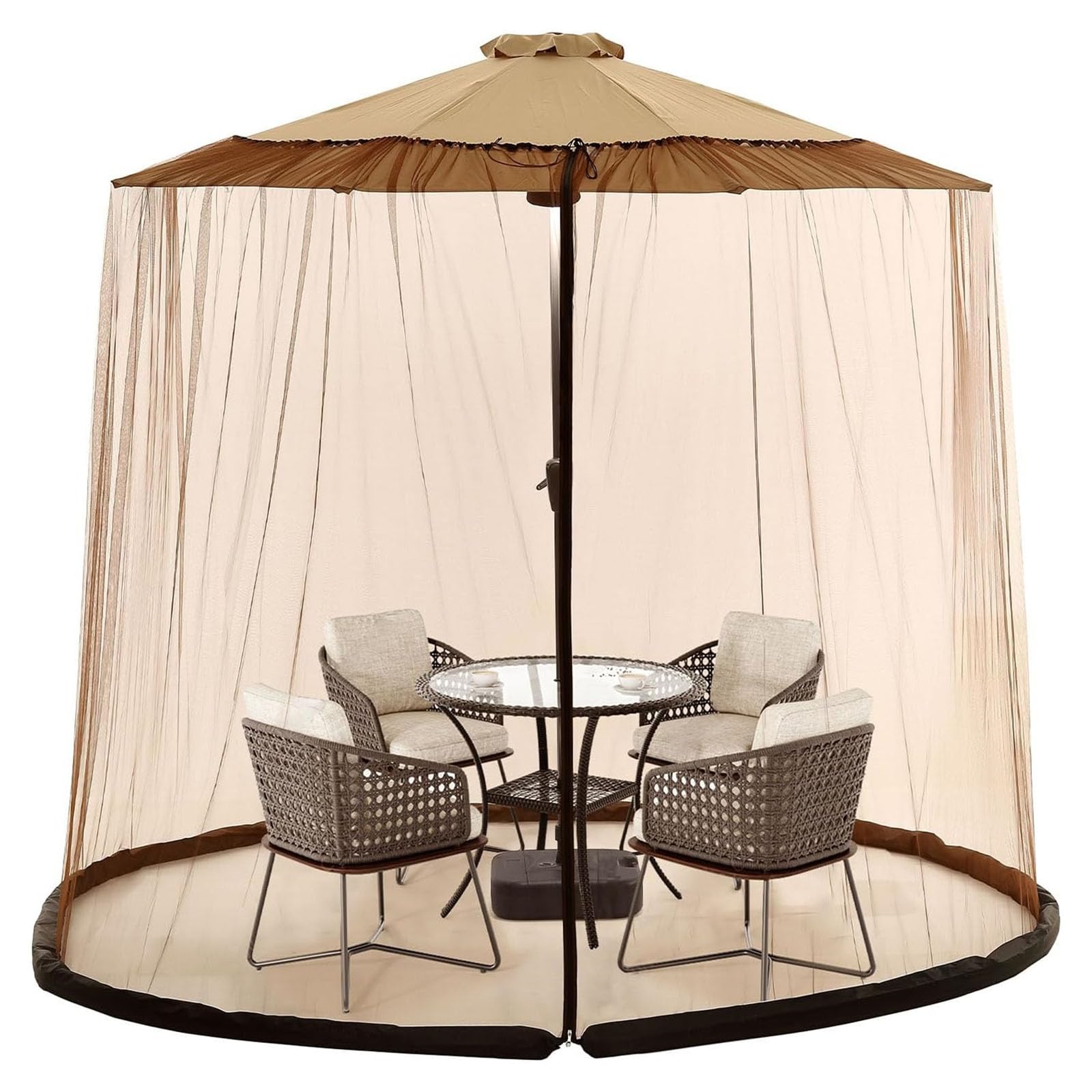 Morbuy Patio Umbrella Mosquito Net for Sun Umbrella, Garden Umbrella Mosquito Net Cantilever Parasol Cover for Poolside, Deck, Patio and Balcony (Brown,335 * 240cm Ideal for 10-11FT) — image 1