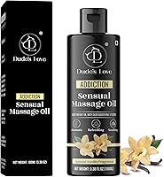 DudesLove Organic Vanilla Jasmine Massage Oil - Non-Sticky, Stain-Free, Nourishing Coconut Blend for Couples Date Night