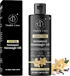 DudesLove Organic Vanilla Jasmine Massage Oil - Non-Sticky, Stain-Free, Nourishing Coconut Blend for Couples Date Night