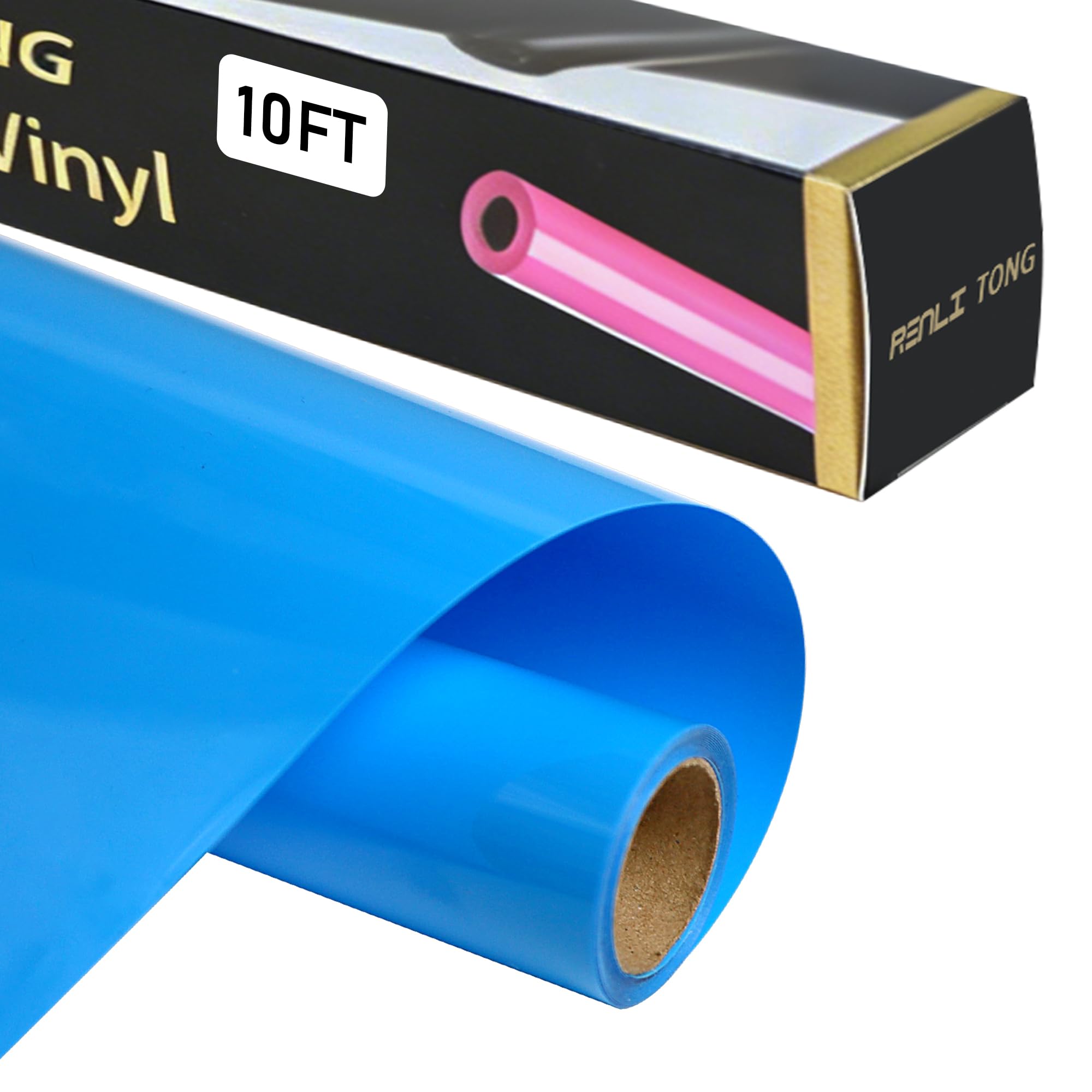 RENLITONG Heat Transfer Vinyl,12 Inch by 10ft Lake Blue Iron on Vinyl