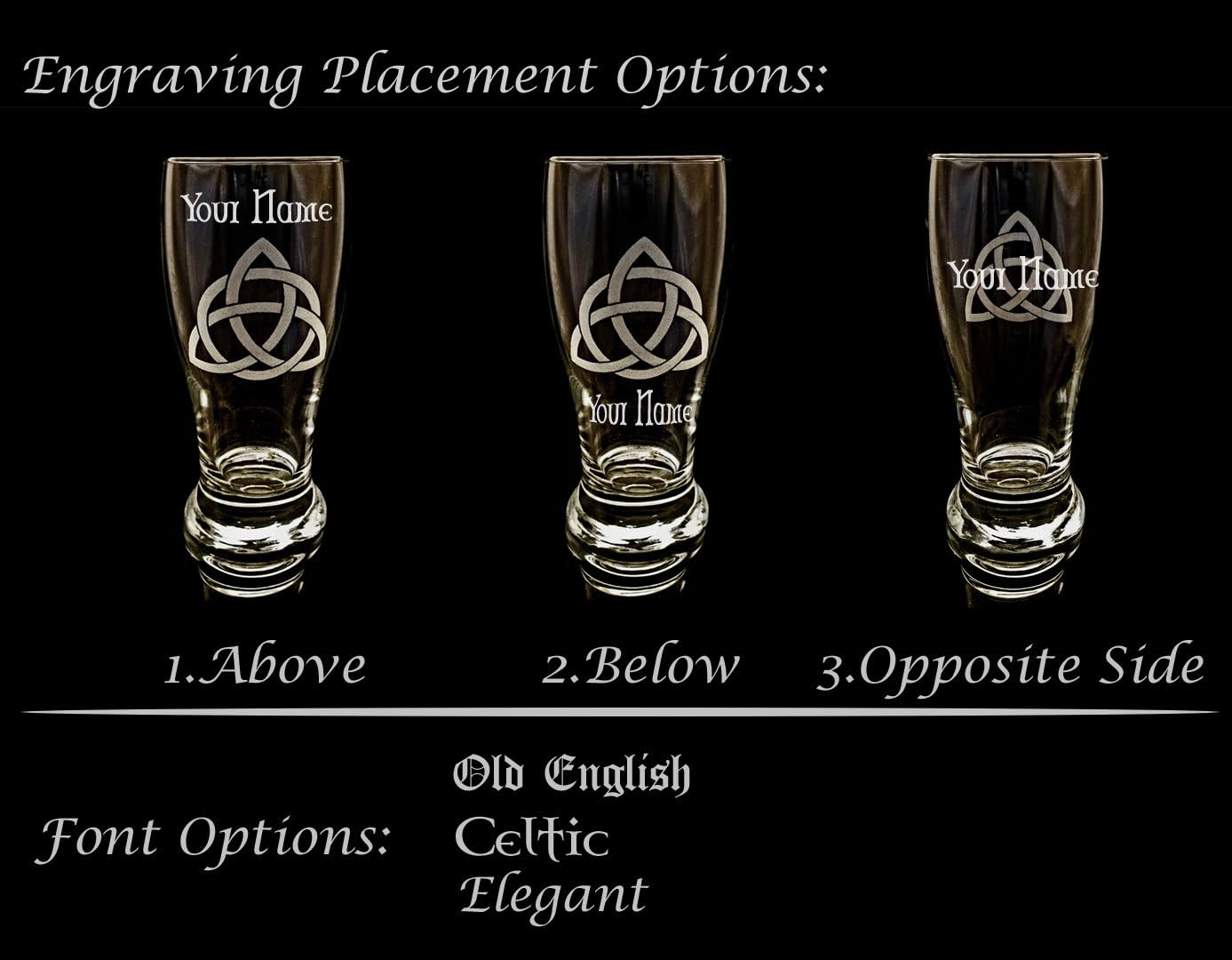 Trinity Knot Pint Glass – Personalized Celtic Knot Engraved Beer Glass, 19oz