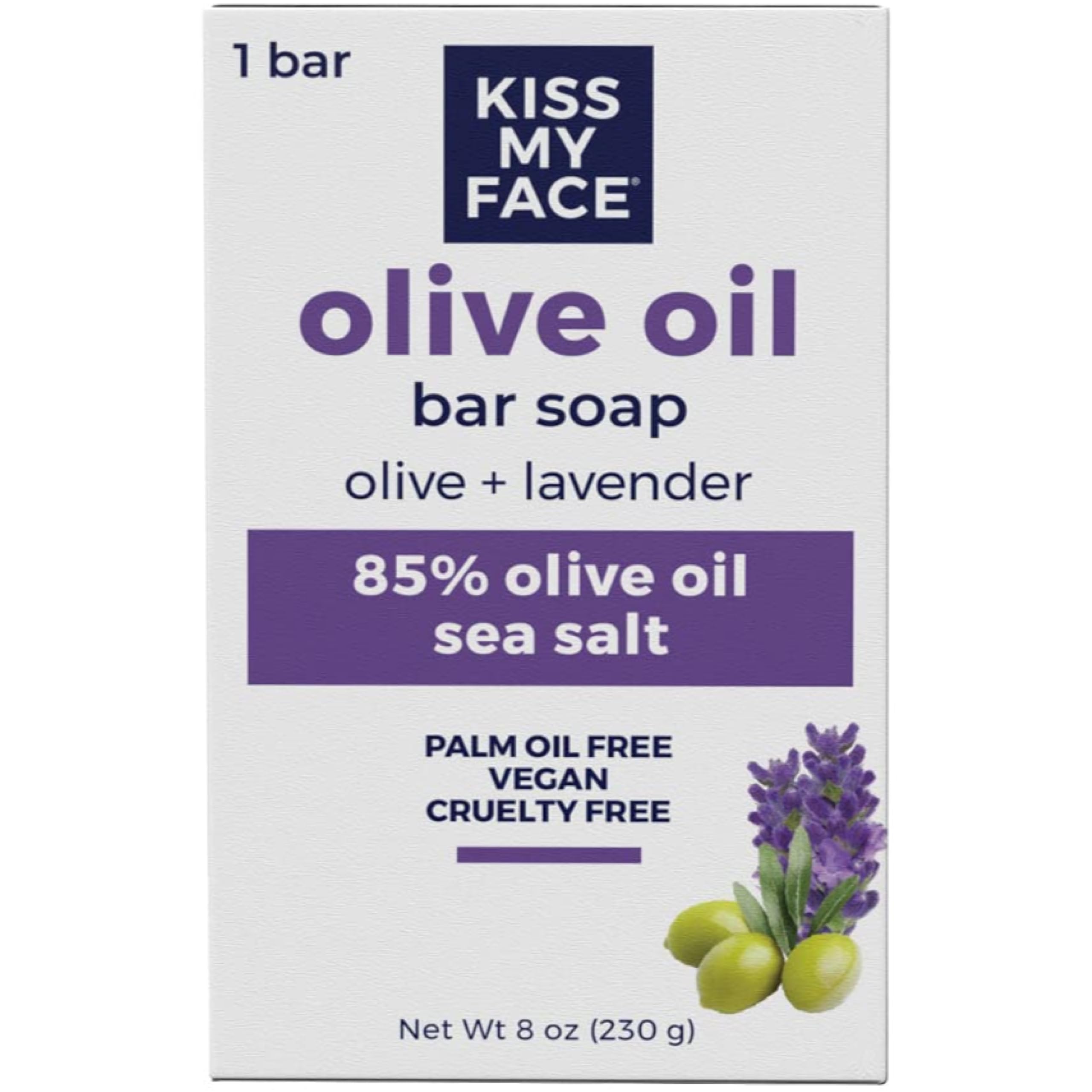 Kiss My Face Olive Oil & Lavender Bar Soap 8 oz (Pack of 6)