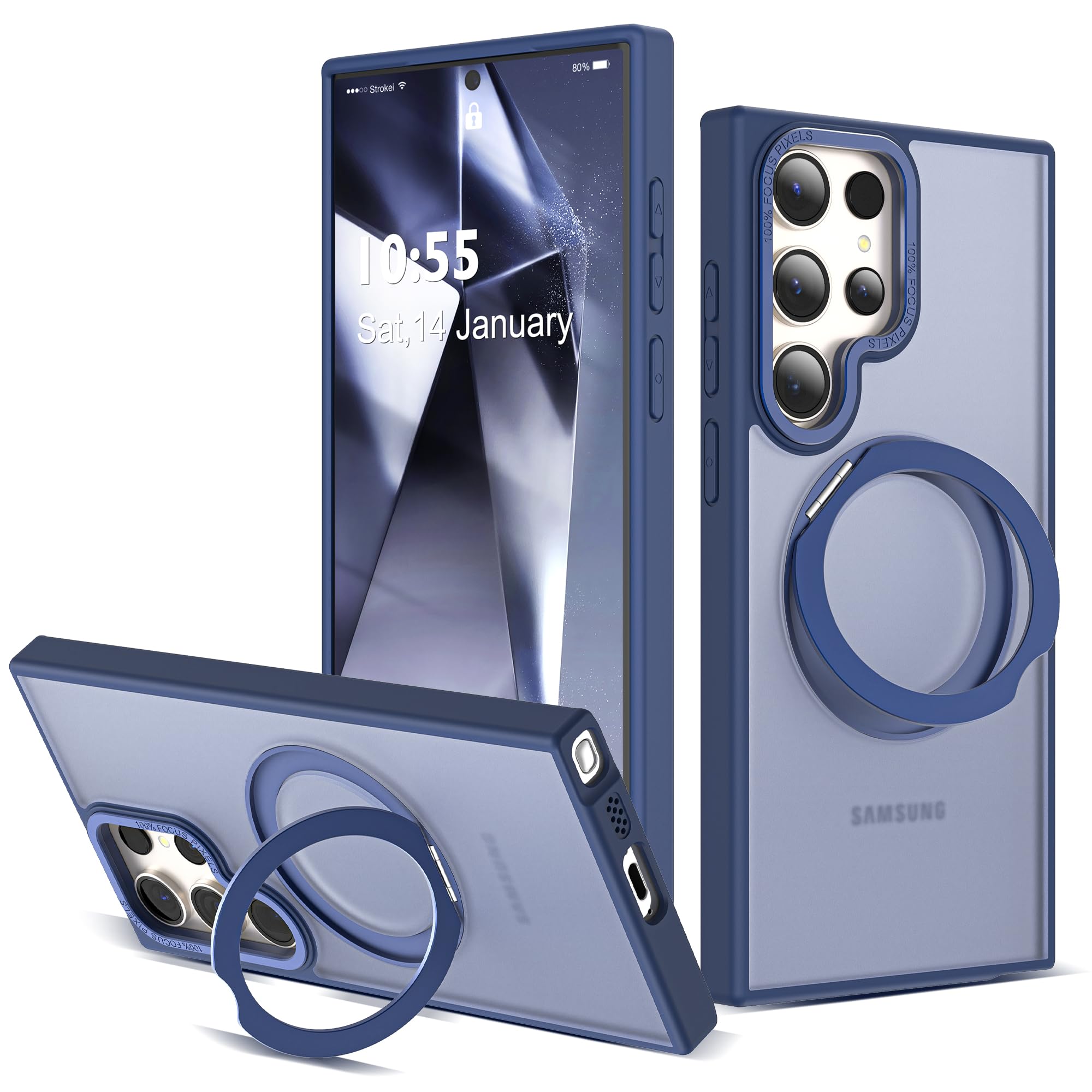 for Samsung Galaxy S24 Ultra Case with 360° Spin Stand,Blue
