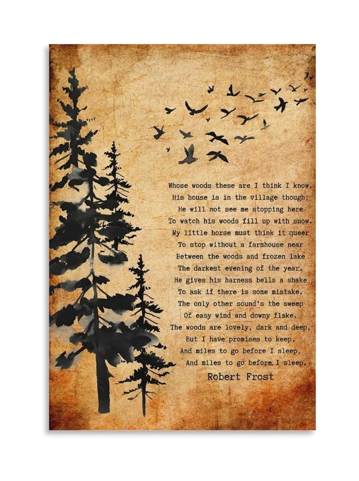 MDBJTCYZN Stopping By Woods On A Snowy Evening Poem Robert Frost Literary Quote Wall-Art For Study Room(Unframed,08X12inch(20X30cm))