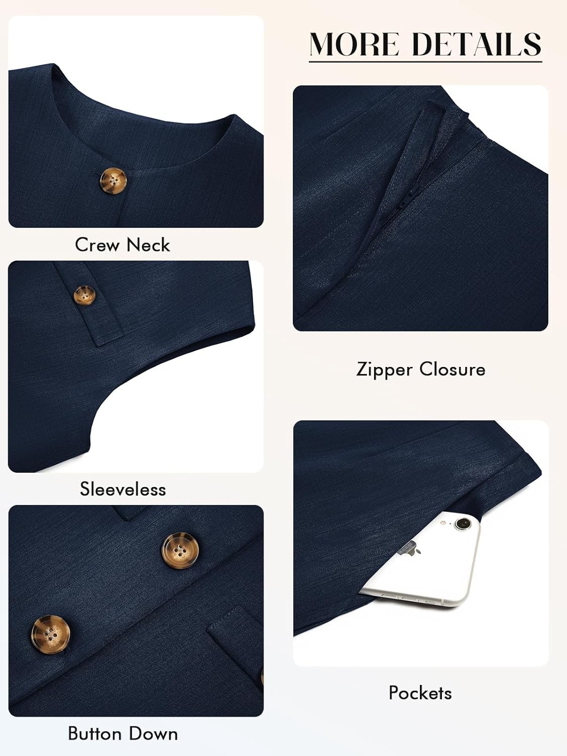 Tankaneo Womens 2 Piece Outfits Casual Suit Sets Sleeveless Button Down Blazer Vest Shorts Office Business Matching Set - Image 5