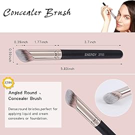 ENERGY Kabuki Foundation Brushes 3Pcs Professional Makeup Brush Set for Setting Powder Foundation Concealer Bronzer Blending with Liquid Cream Foundation Mineral Powder Comsetics with PU pouch