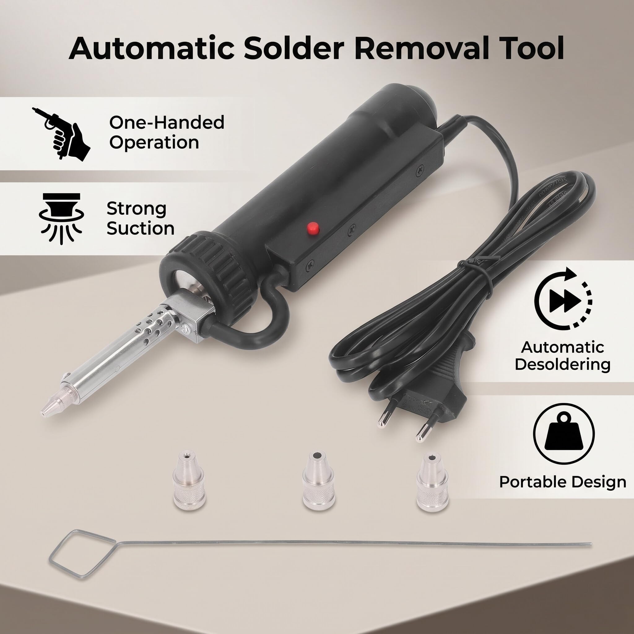 Pompa Dissaldante Elettrica Portatile in Acciaio Inossidabile ABS per Prodotti Elettronici con Spina per Saldatura