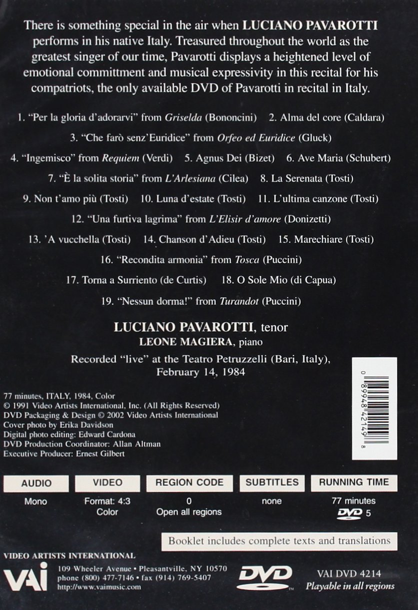 Luciano Pavarotti Bari Recital 1984