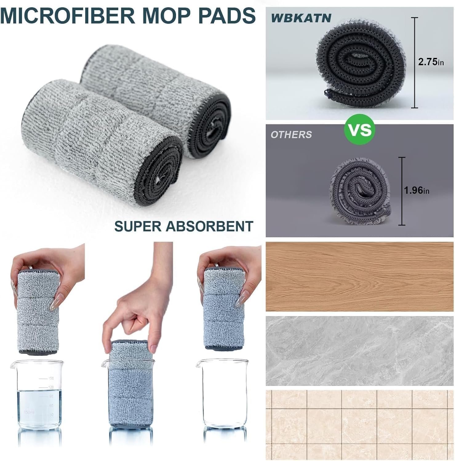 16" Flat Mop and Bucket Combo with Scraper, Hands-Free Microfiber Floor Cleaning System with Separate Clean/Dirty Water & 8 Washable Pads, for Home Hardwood Tile Floors