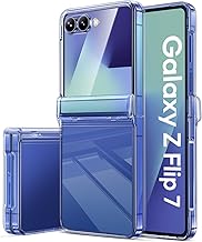 Vihibii for Samsung Galaxy Z Flip 7 Case Clear, [Non-Yellowing] & Hinge Protection & Outer Screen Protector, Compatible with Wireless Charging, Shockproof Slim Case for Samsung Z Flip 7 5G 2025, Clear