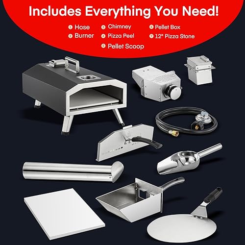 Miniatura 8 de Horno de pizza al aire libre a leña y gas, 90 segundos para pizza de 12 pulgadas, cocción rápida de 1000 F, horno para parrilla, campamento, patio
