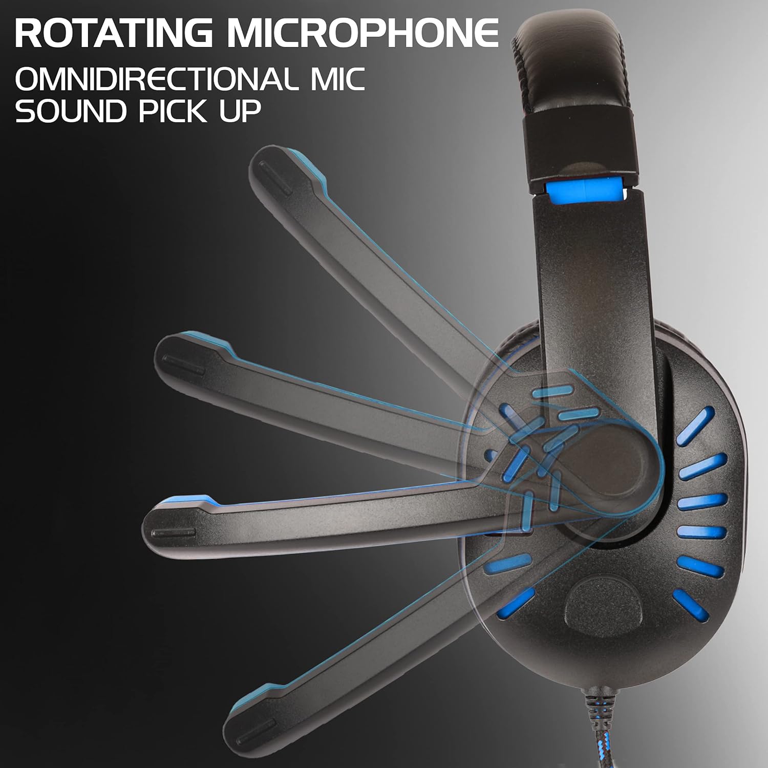 ENHANCE GX-H5 Gaming Headset with Microphone - Universal Gaming Headset for PS4, PS5, Xbox, PC, Switch with Adjustable Headband, Volume Controller, USB Sound-Isolating Earcups, Splitter Cable (Blue)