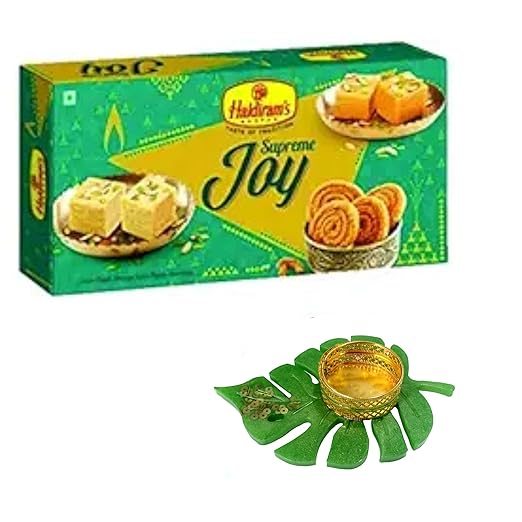 Haldiram's Nagpur Supreme Joy Diwali Gift Box with Leaf Medium Diya + Free Diwali Greeting