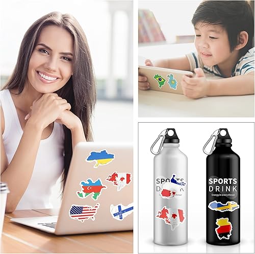 Miniatura 5 de 100 calcomanías de vinilo con bandera nacional de país, paquete de calcomanías de bandera del mundo, calcomanías impermeables para laptop,