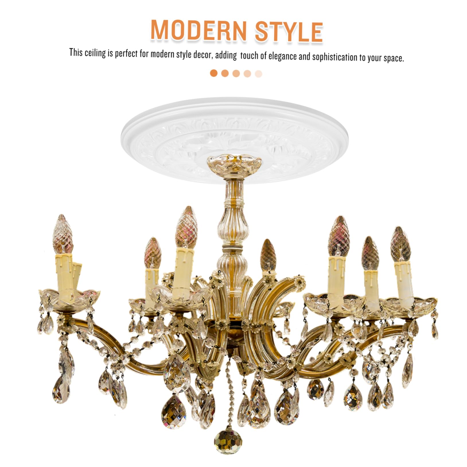 WESIEVYA Vintage Ceiling Medallion 15.59 Inch Round Pu Material Decorative Ceiling Light Medallion for Home and Commercial Lighting Fixtures Easy Installation - Image 4