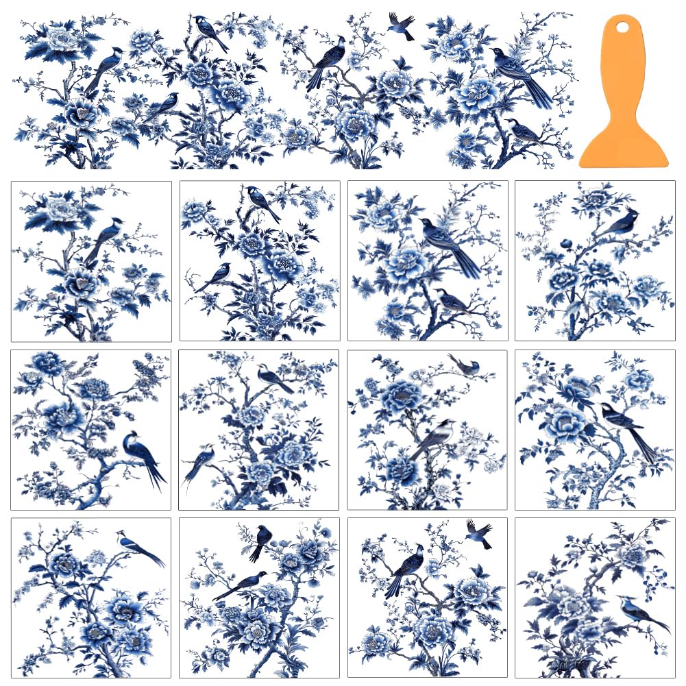 Autocollant transfert oiseau bleu pour rénover un vase en verre sans peindre