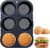Vista 1 de Molde para pan de hamburguesas, molde de silicona para pan de hamburguesas de 6 cavidades, molde antiadherente para bollo de hamburguesa de calor
