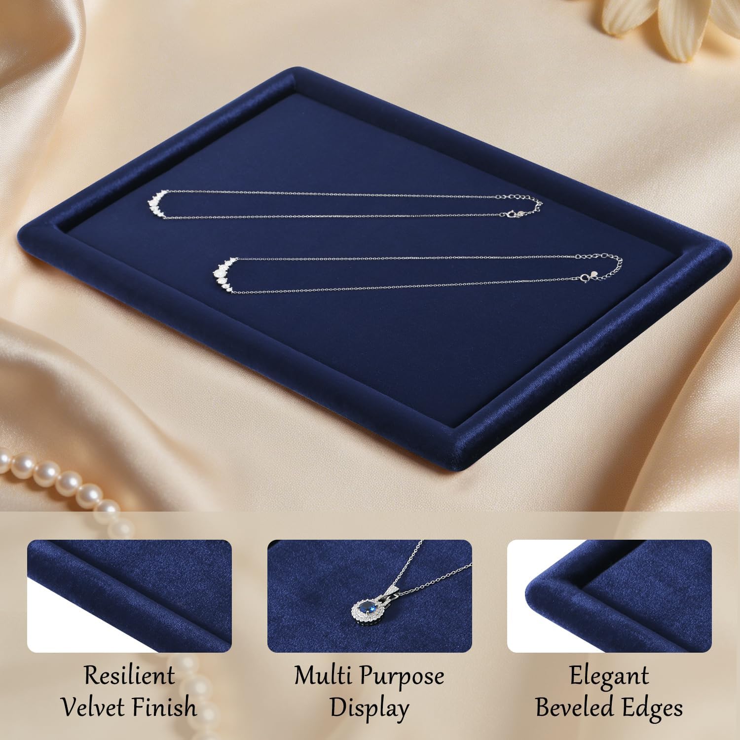 Ring Earrings Bracelet Necklace Tray Flat Velvet Jewelry Display Tray