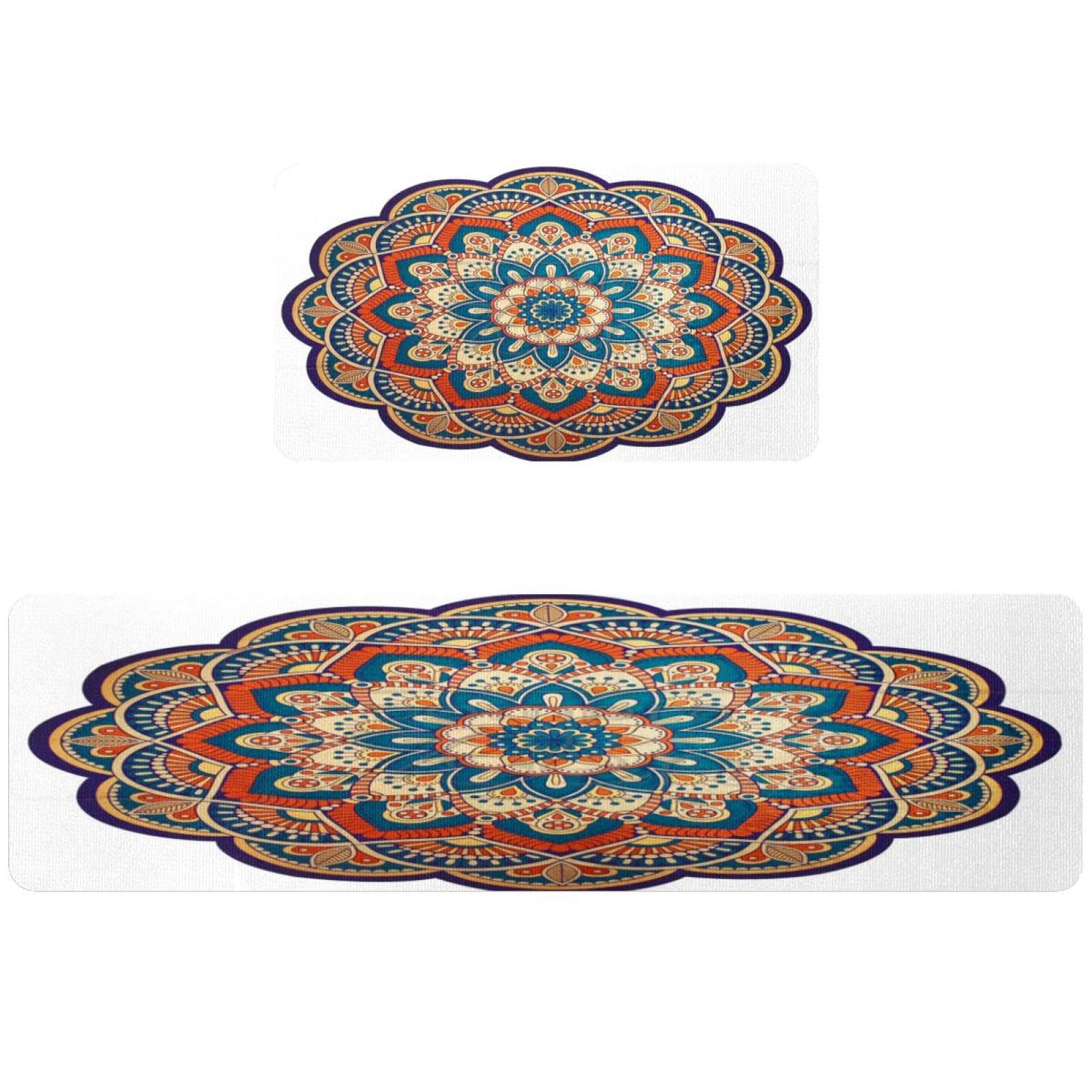 Tapete de cocina lavable absorbente antideslizante estilo mandala floral