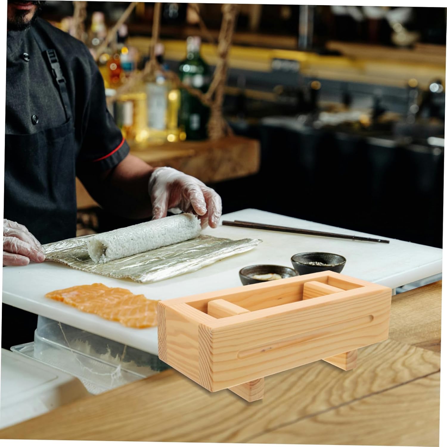 Sushi Press Maker Wooden Sushi Mold Easy to Use Non-stick Rice Ball Maker for Home Chefs and Culinary Enthusiasts