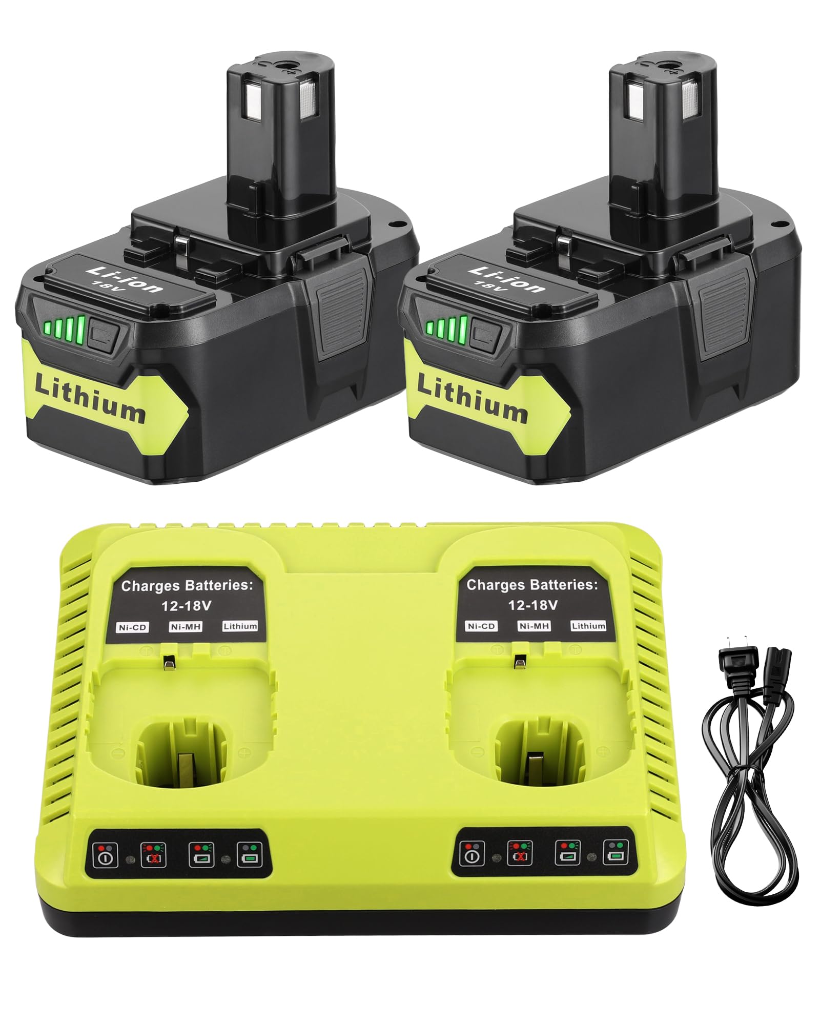 UTRBATT Replacement for Ryobi 18V Battery and Charger Combo