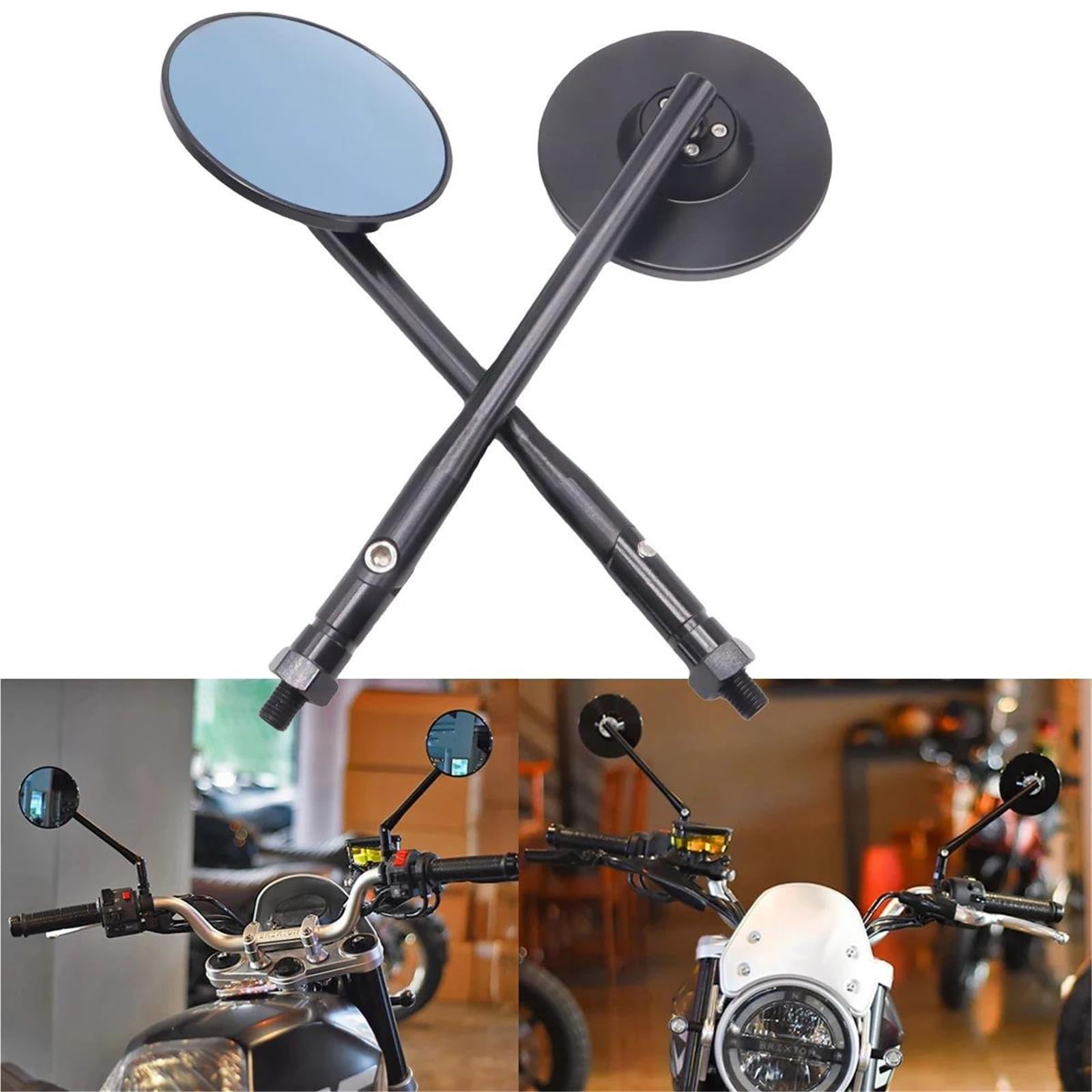 Rétroviseurs Latéraux Moto pour Interceptor 650 pour Trident 660 Motos Rétroviseurs Latéraux Ronds Noirs