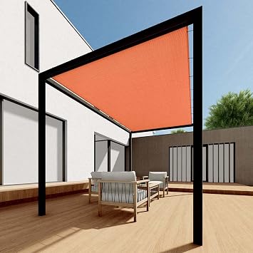 SunnyRoyal 4x36 Sun Shade Sail Straight Edge with Grommet Rectangle Canopy Awning Fabric Cloth Screen 98% UV Block 240GSM Heavy Duty Commercial Grade Outdoor Patio Carport Orange