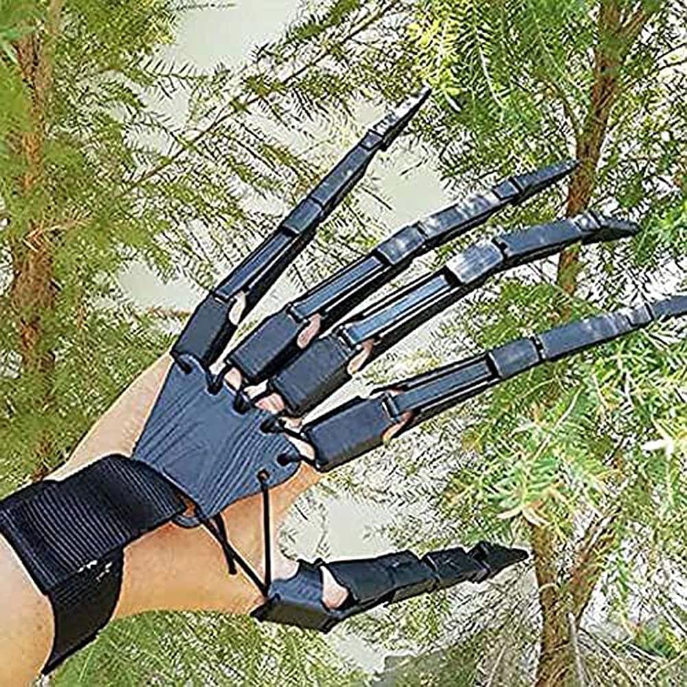 BSTCAR Pack of 2 Long Claws, Halloween Joint Claws Gloves with Flexible Joint, Horror Skeleton Hand Bone Reaper Gloves - Image 2