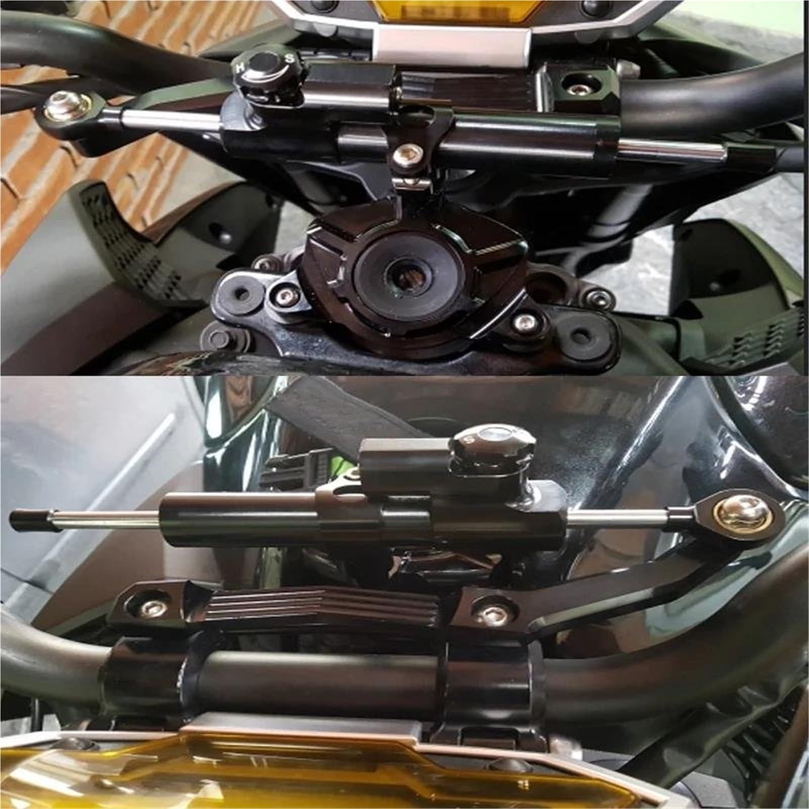 Motorrad-Lenkungsdämpfer-Stabilisator Für Kawasaki Z1000 Z 1000 2010-2013 Dämpferstabilisierung Mit Montagehalterungs-Stützsatz Lenkungsdämpfer Montagehalterung(Schwarzes E)