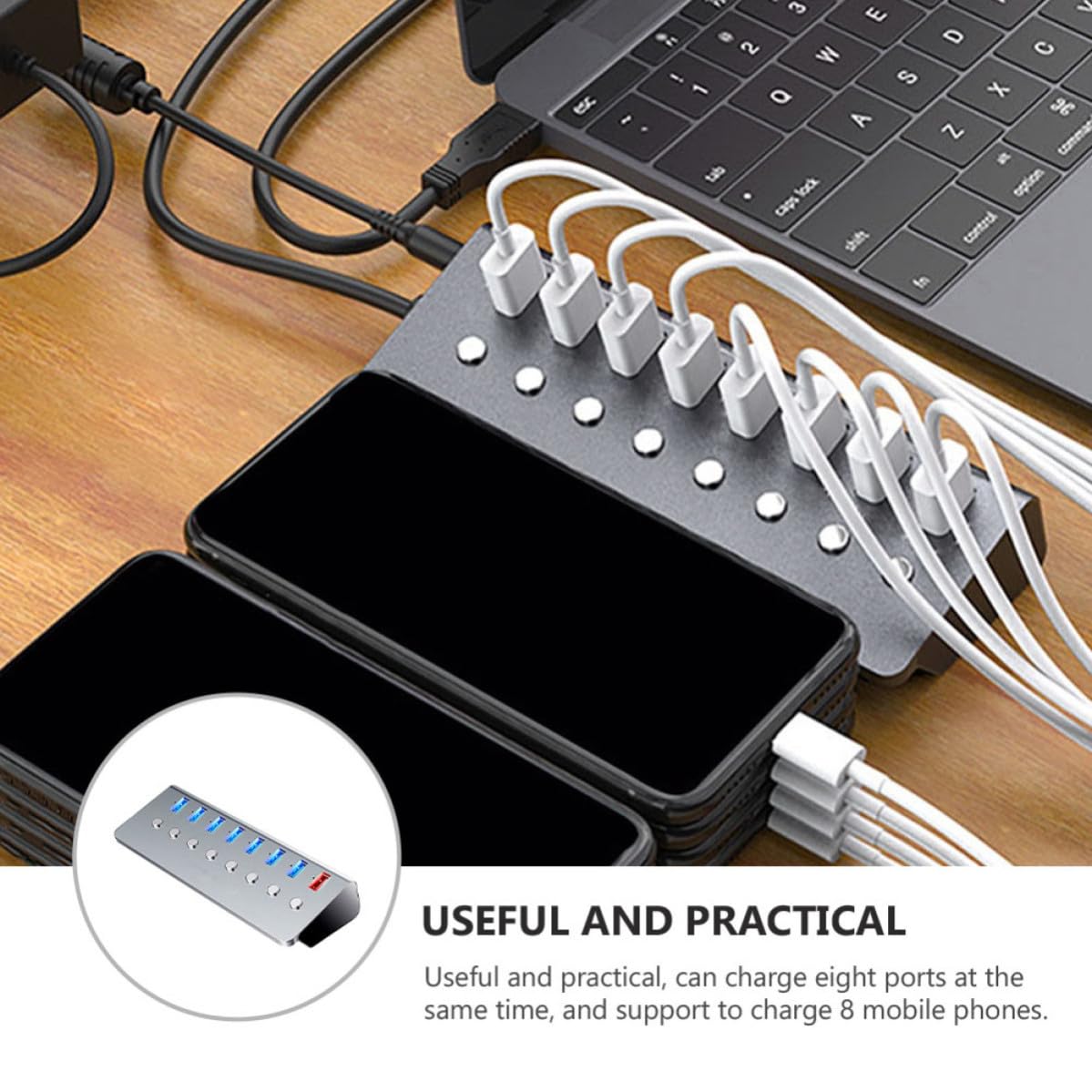 USB Hub 3.0 in Lega di Alluminio 7 Porte Porta Ricarica | 1 Pezzo, Divisore Portatile per Viaggio di Lavoro, Espansione a 8 Interfacce per Gestione Pratica