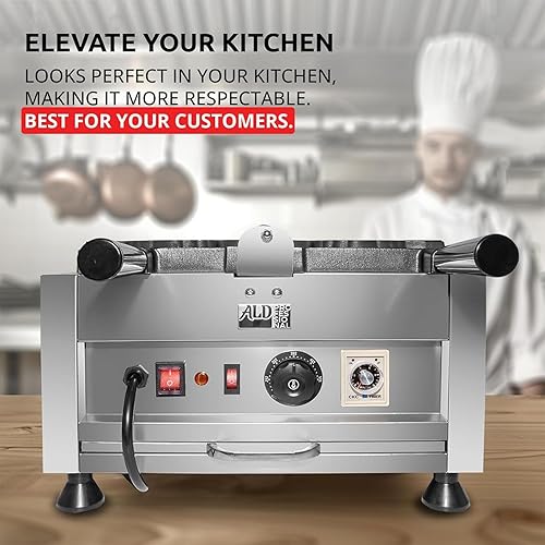 Miniatura 5 de Máquina eléctrica de gofres de pescado Taiyaki de 3000 W, plancha para hacer gofres de pescado Taiyaki con molde en forma de pescado de doble cara,