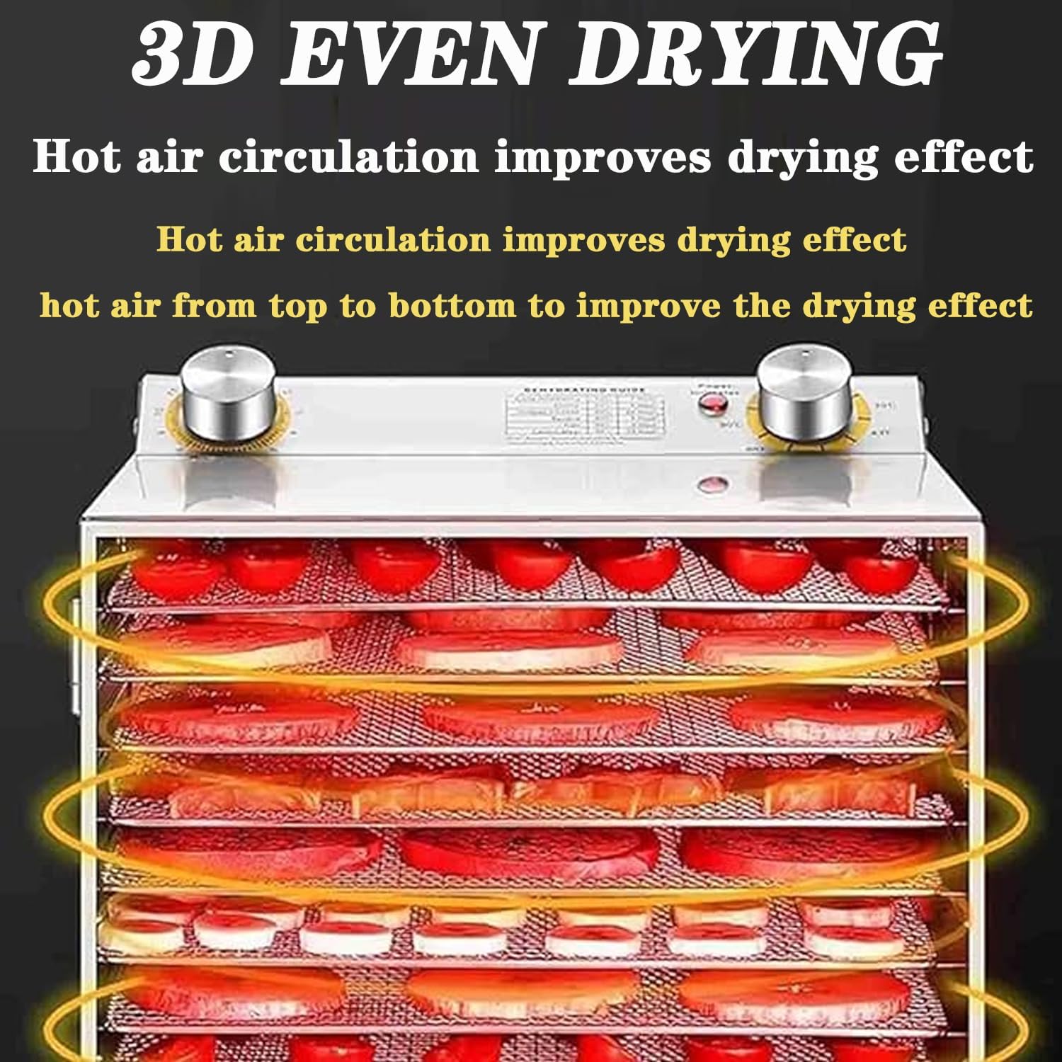 Food Dehydrator Machine, Commercial Freeze Dryer with 6/8/12/18 Tray, Adjustable Timer & Temperature Control, Stainless Steel Fruit Dryer for Fruit/Vegetable/Meat,6 Layer