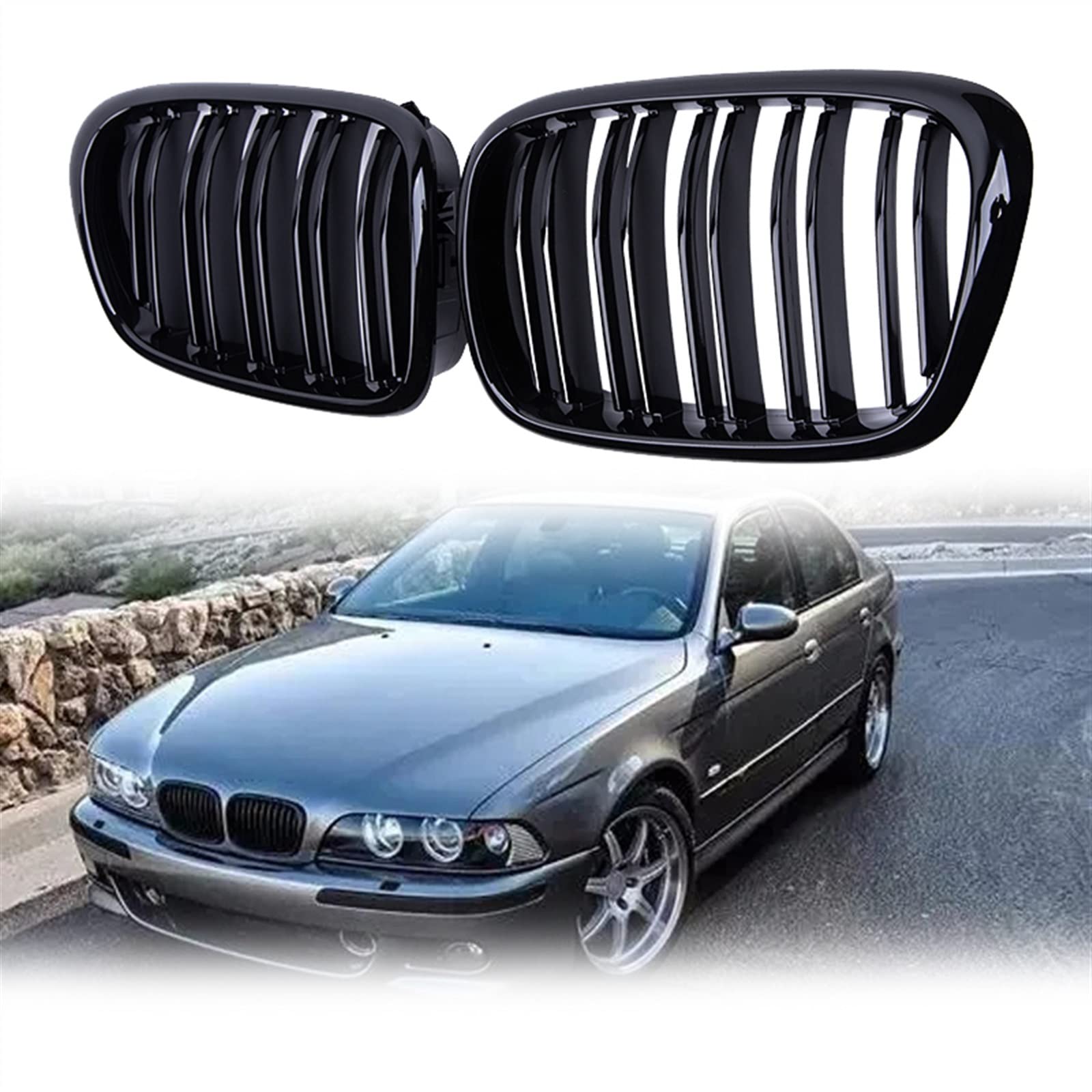 Calandre double lamelle en carbone BMW E39 pour passionnés de tuning chic - 8