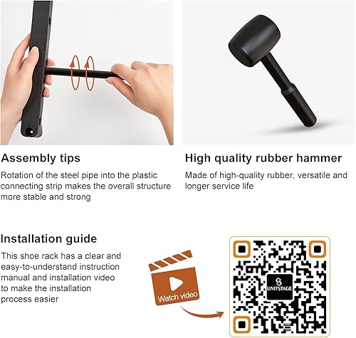 Miniatura 7 de Armario portátil con estantes, organizador independiente con zapatero para colgar ropa, 77.4 x 11.8 x 66 pulgadas, para dormitorio, sala de estar,