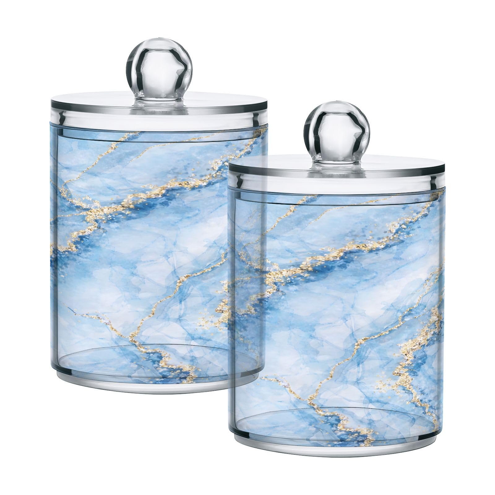 Porte-coton-tige en marbre bleu ciel Qtip l'excellence du rangement de salle de bain