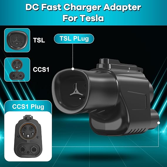 Compatible Tesla Supercharger (NACS) to CCS Electric Vehicle Adapter - 500 Amps / 1,000V - Fast Charge Your CCS1 EV at Tesla Superchargers with Vortex Plug