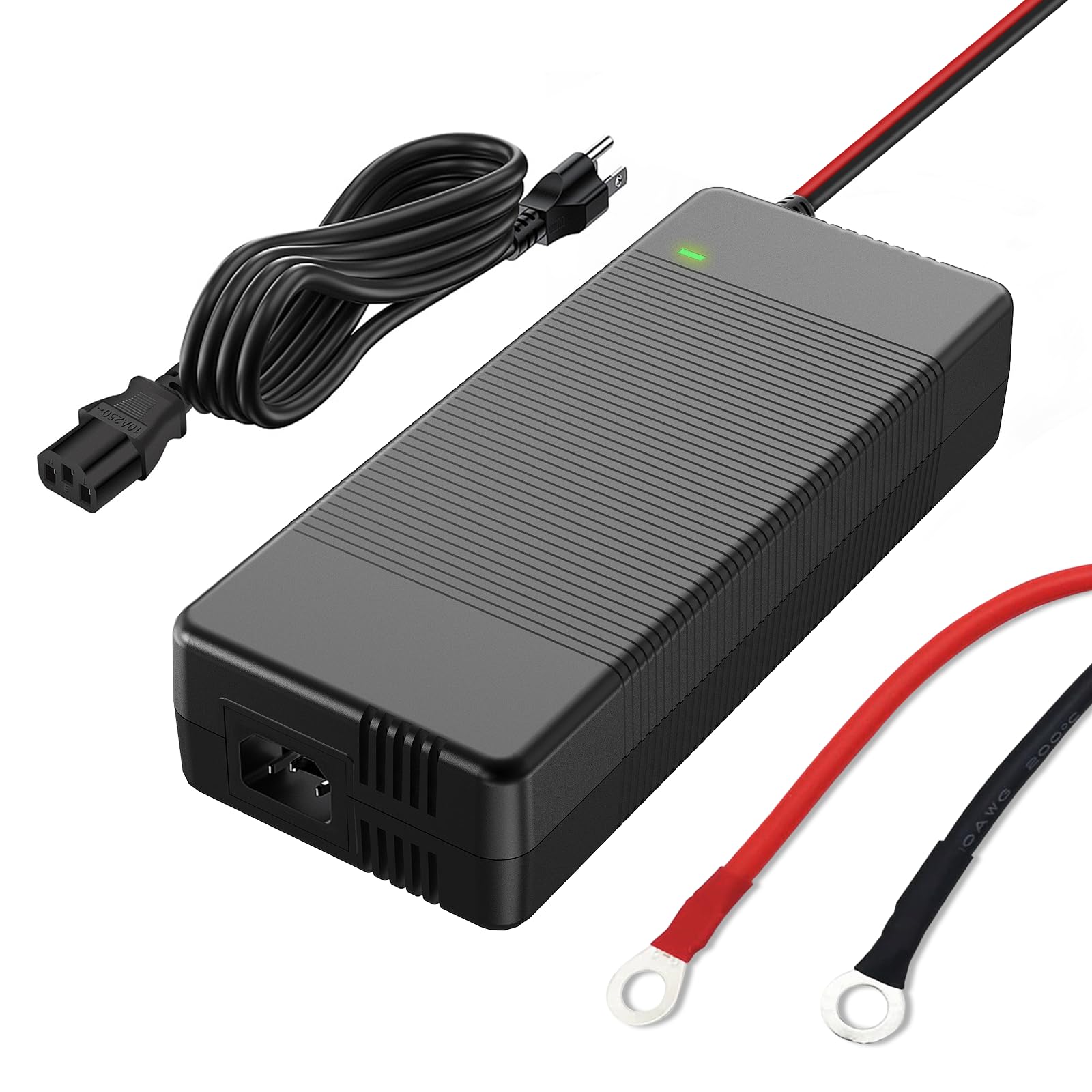 HumsiENK 12V 20A LiFePO4 Chargeur, matériau du boîtier en Plastique, Plus léger, Moins de Bruit, Chargeur Intelligent AC-DC à Charge Lente, Prend en Charge la Charge Rapide