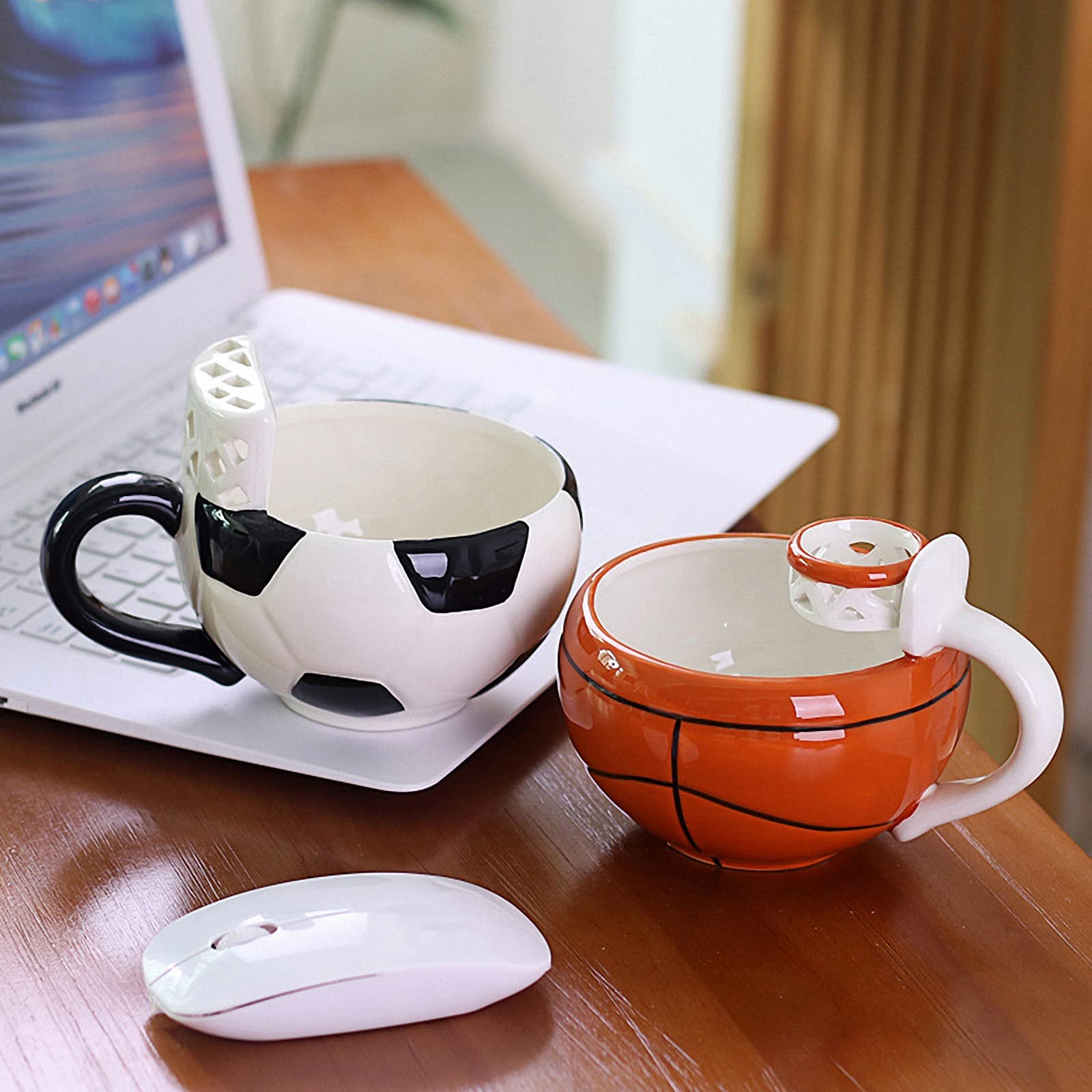 Tazza da Basket/Calcio in Ceramica Creativa con Manico, Scuola Personale/Ufficio/Tazza da casa/Tazza d'Acqua, Tazza da caffè per Bambini, insalatiera di Frutta