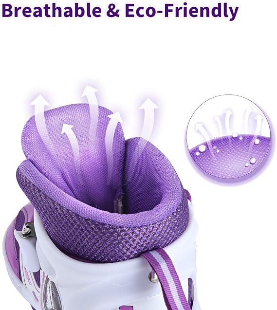 Roller Skates for Kids Adjustable Size Double Roller Skates with All Wheels Light up Fun Illuminating for Girls Boys for Kids Rollerskates for Kids Beginners Purple