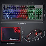 RGB 87 Clés de jeu clavier et backlit souris Combo,BlueFinger USB Clavier arc-en-ciel filaire, Jeu de clavier d'enregistrement pour ordinateur portable PC Jeu informatique et travail